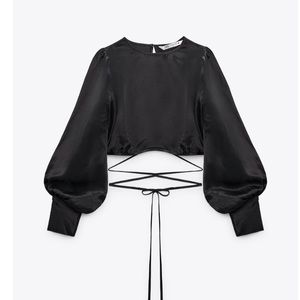 ZARA Balloon Sleeve Satin Effect top